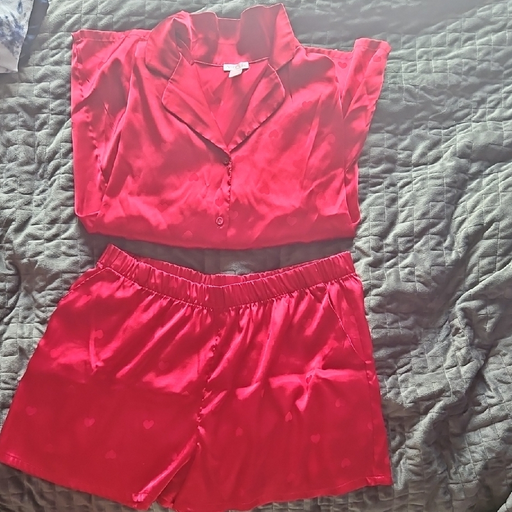 Ambrielle Red Satin Pajama Set
